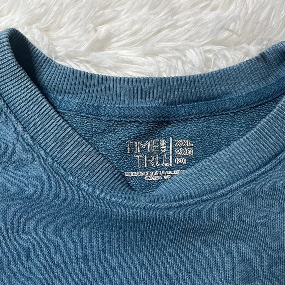 Time and Tru Women’s Sweater Plus Size 2XL Muted Teal Color Pullover long Sleeve - Picture 2 of 3